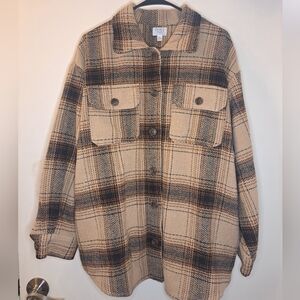 Womens Brown Nude Shacket (XL) Time & Tru. Warm & Heavy Material